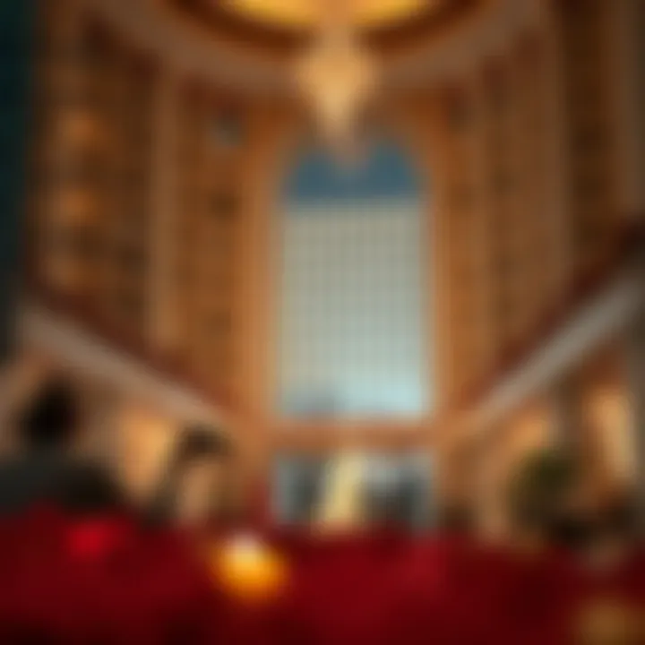 Hospitality During Eid Luxurious hotel adorned for Eid festivities, highlighting hospitality