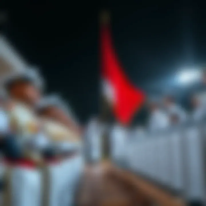 Official ceremony marking Flag Day, with dignitaries honoring the national flag