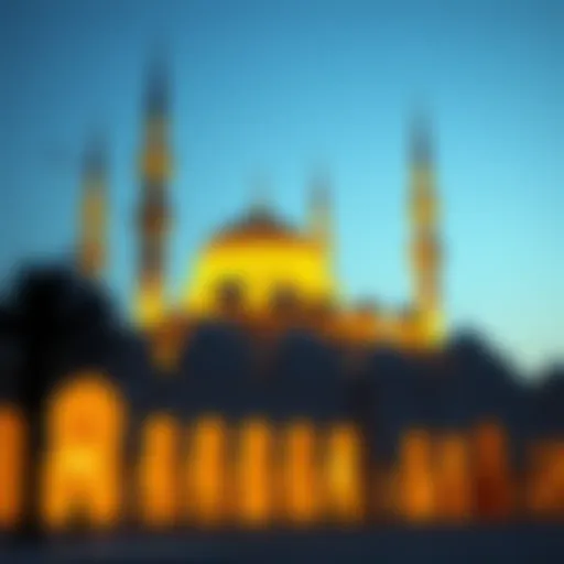 Illuminated Mosque Capturing Ramadan Essence Illuminated mosque during Ramadan