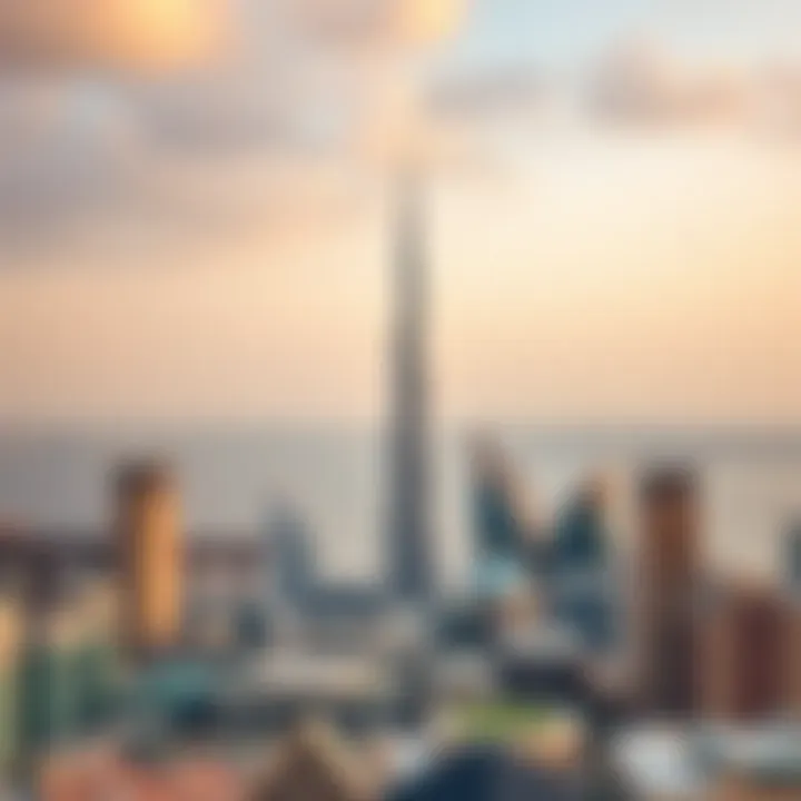 Panoramic Skyline View with Sky Tower Panoramic view of Dubai skyline featuring Sky Tower