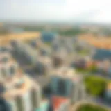 Aerial View of Tibba Al Qusais Aerial view of Tibba Al Qusais showcasing the blend of residential and commercial spaces