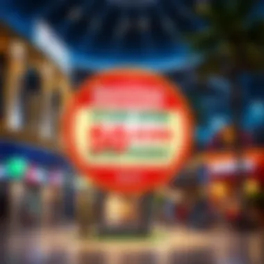 Seasonal discount offer sign at IMG World