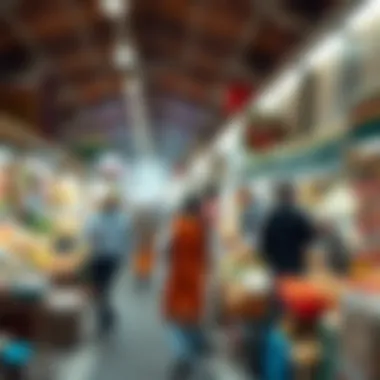Traditional market scene showcasing vibrant stalls