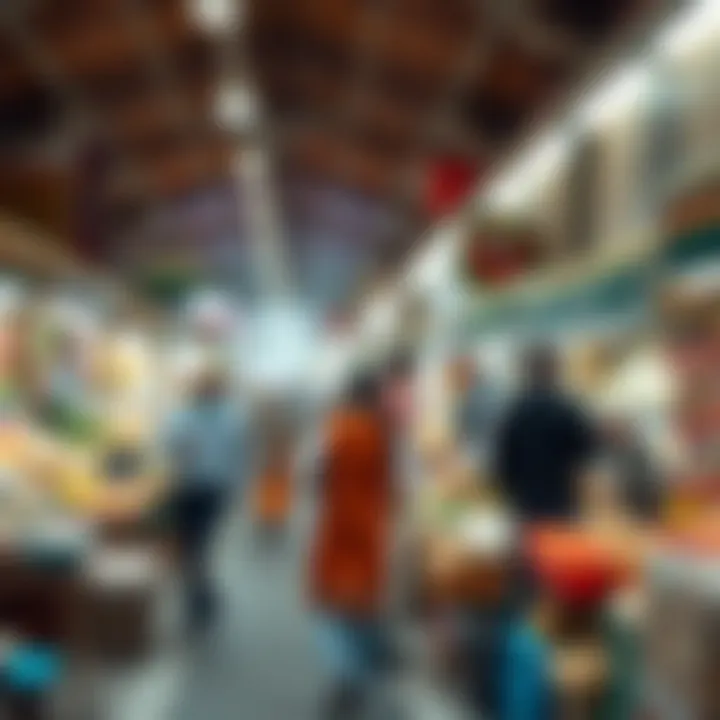 Traditional market scene showcasing vibrant stalls