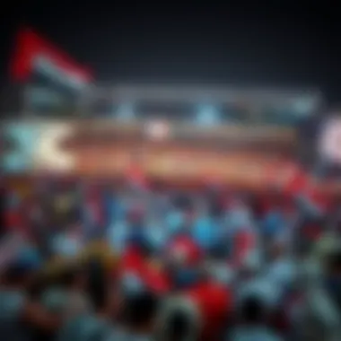 Crowd Gathering for National Day Celebration An aerial view of a large crowd gathering to celebrate UAE National Day at a public event