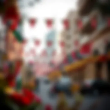 Vibrant Decorations for UAE National Day Celebrations Decoration of streets and buildings with UAE flags during National Day