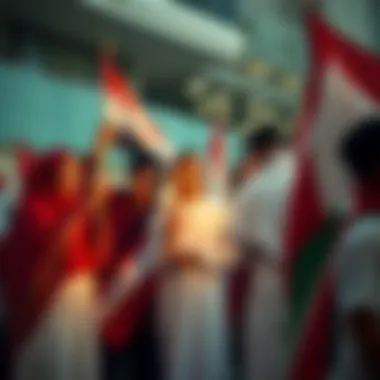 Family Unity in Celebration of UAE National Day Family gathering celebrating UAE National Day with flags and traditional attire