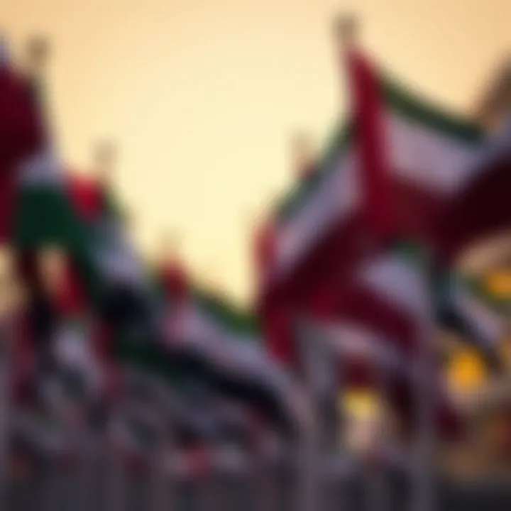 Emirati flags waving proudly in the celebration