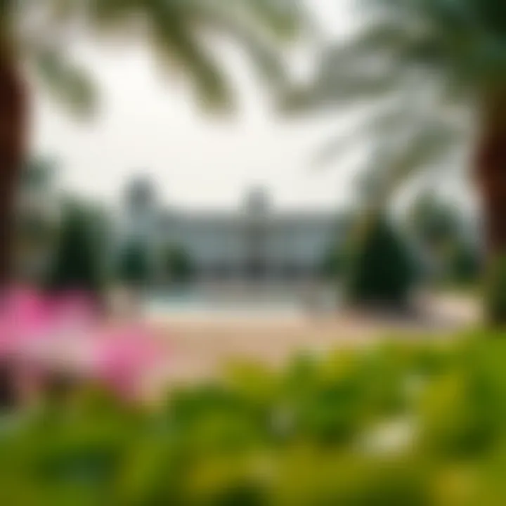 Panoramic view of the UAE Palace amidst its lush gardens