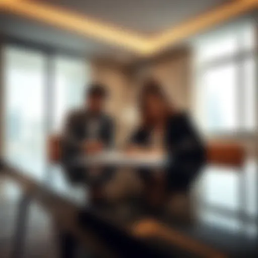Illustration of a tenancy agreement being signed in a modern apartment setting