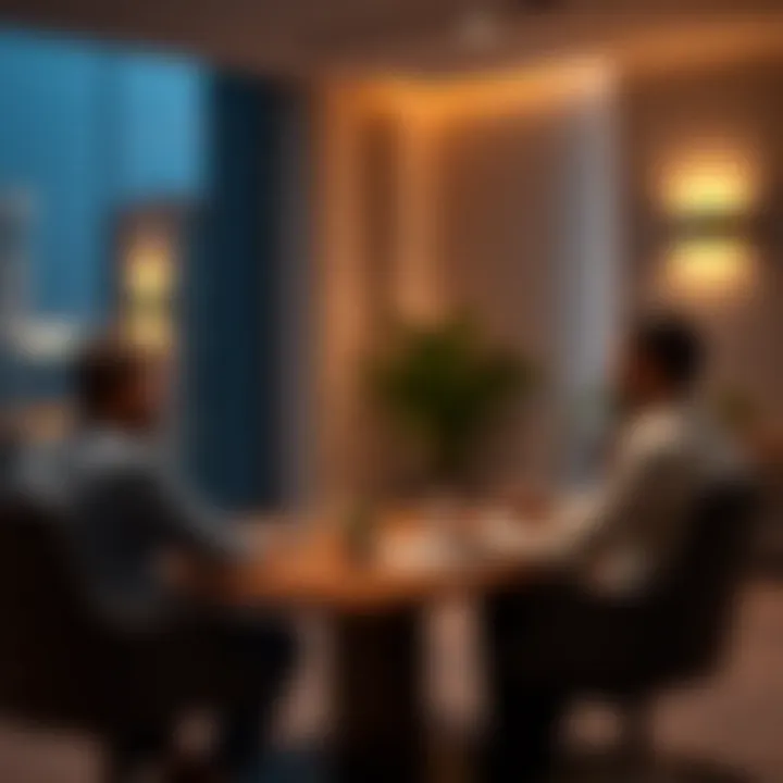 Illustration of a mediation session between landlords and tenants