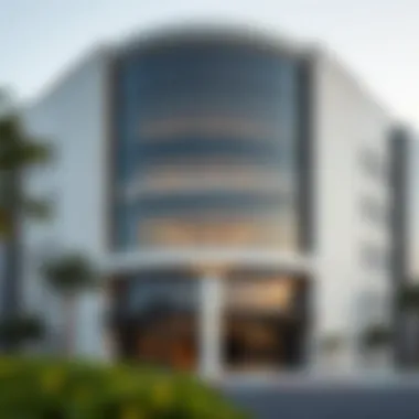 Modern facade of the Rental Disputes Center in Dubai