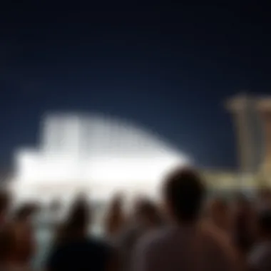Spectators gathered at the waterfront enjoying the Dubai Fountain show