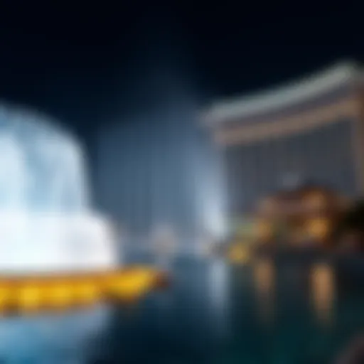 A mesmerizing view of the Dubai Fountain in action at night