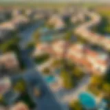 Aerial view of Victory Heights showcasing luxurious villas and lush green landscapes